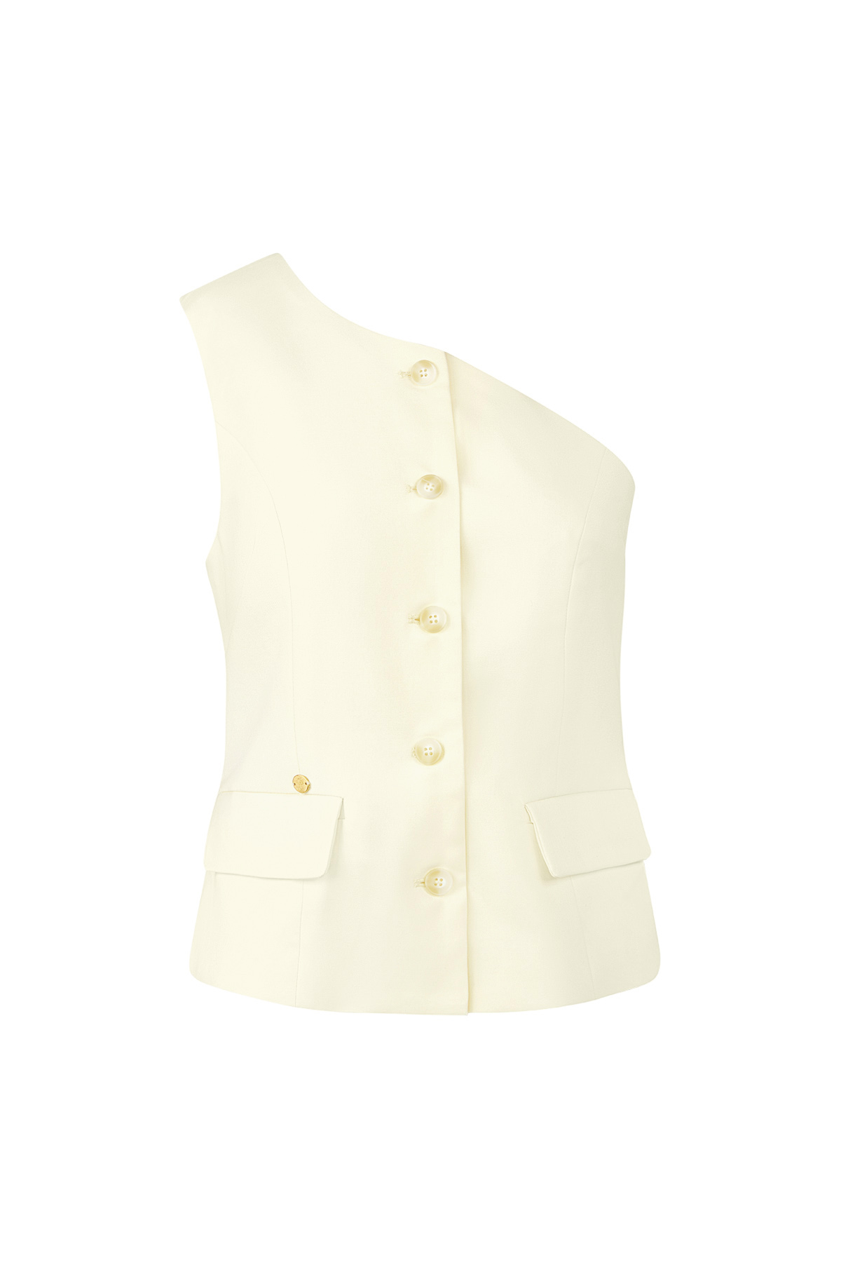 Polyester Femme Haut Sans Manches à Épaule Unique Conception Structurée h5 