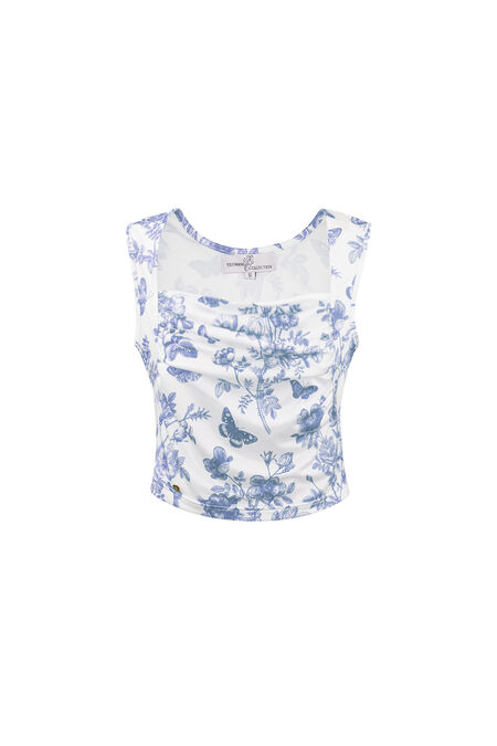 Polyester Women's Sleeveless Top Asymmetric Floral Print 2