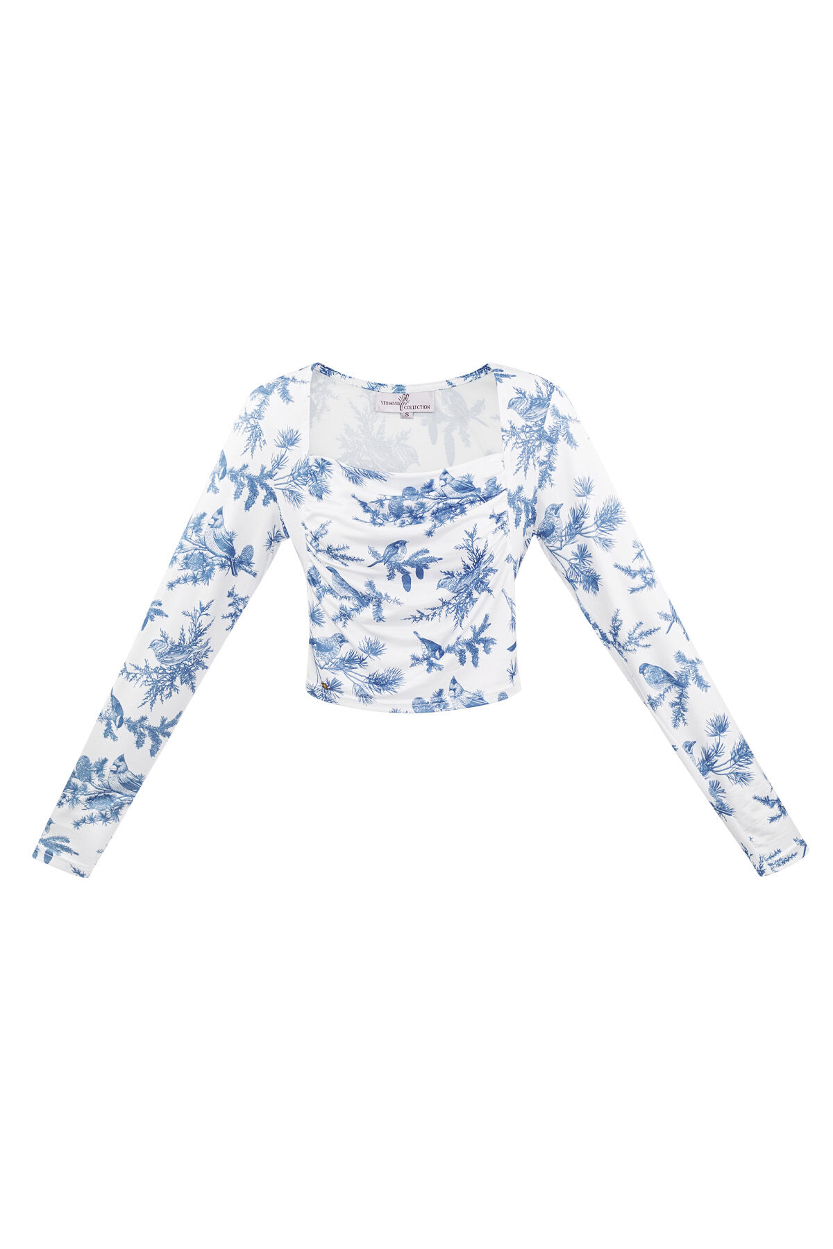 Polyester Women's Long Sleeve Crop Top Floral Print 2