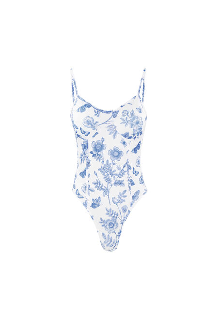 Polyester Women's Denim Jumpsuit Floral Print 2