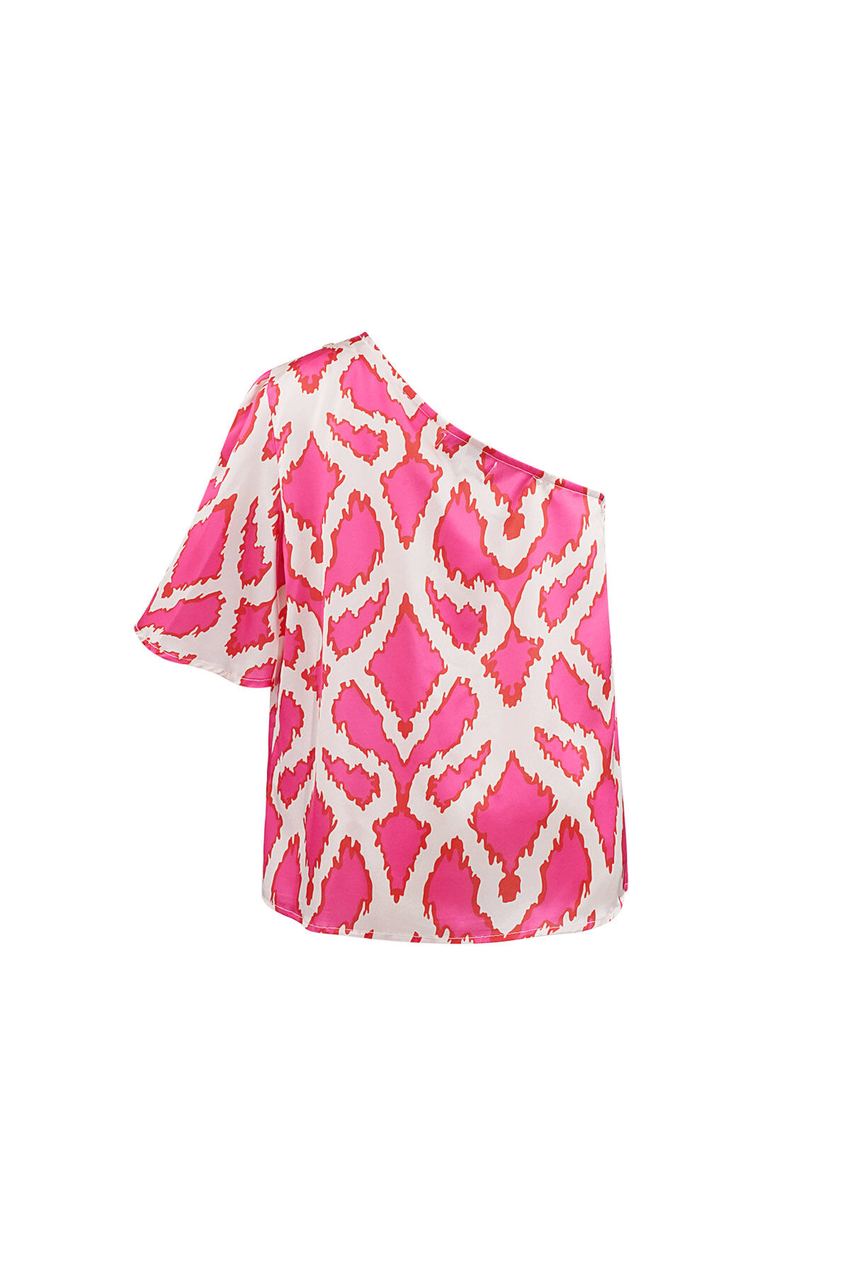 Polyester Women's One Shoulder Short Sleeve Top Geometric Print h5 Picture4