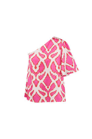 Polyester Women's One Shoulder Short Sleeve Top Geometric Print h5
