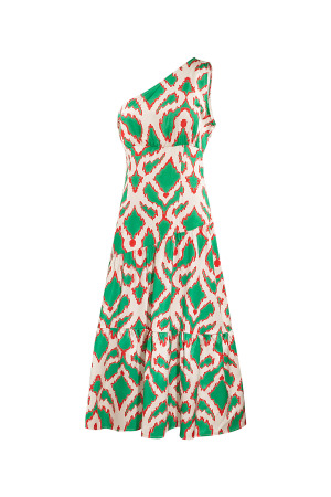 Polyester Women's Maxi Dress One-Shoulder Geometric Print h5
