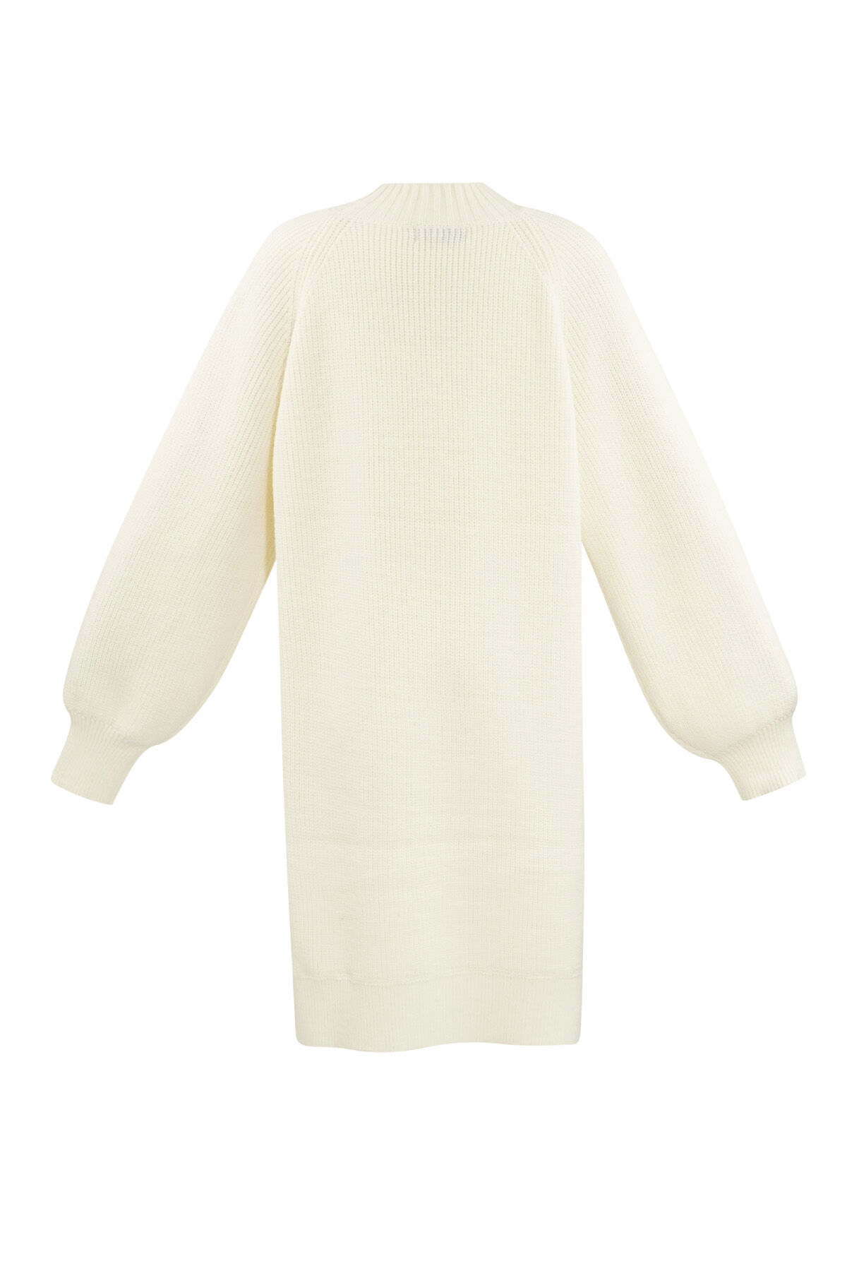 Abito maglione donna con collo alto, maglia a coste e fessura laterale h5Immagine5
