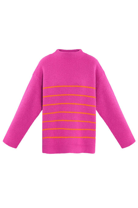 Knitted Cotton Women's Turtleneck Sweater Striped Design 2