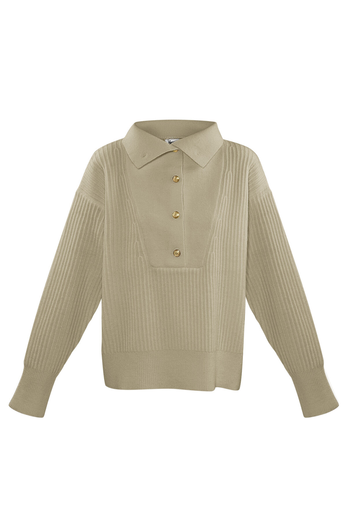 Knitted Wool Blend Women's Turtleneck Sweater Buttoned Collar 2