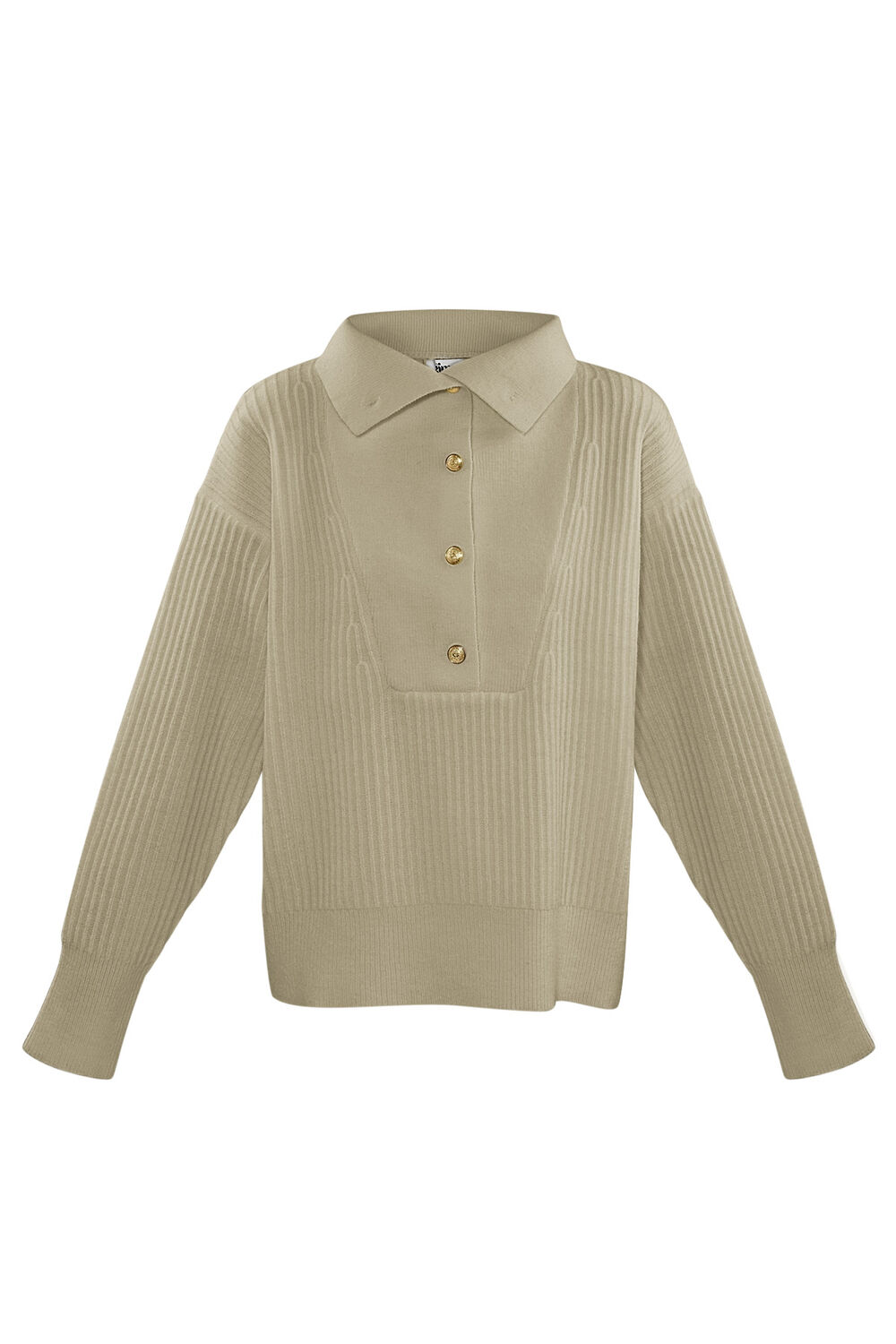Maglione Donna in Misto Lana Maglia con Collo Alto e Pulsanti