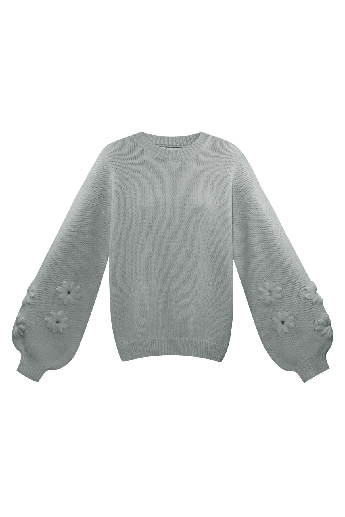 Maglione Donna Oversized in Misto Lana lavorato a maglia Applicazione Fiorellata 2