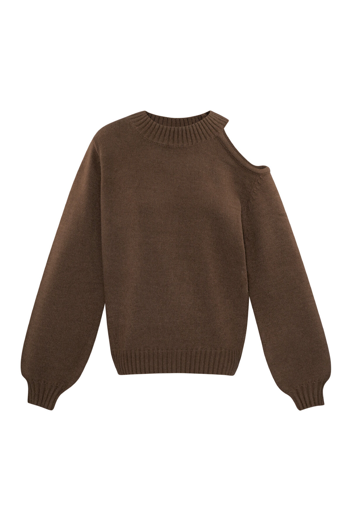 Suéter de cuello alto para mujer con hombro asimétrico descubierto h5 