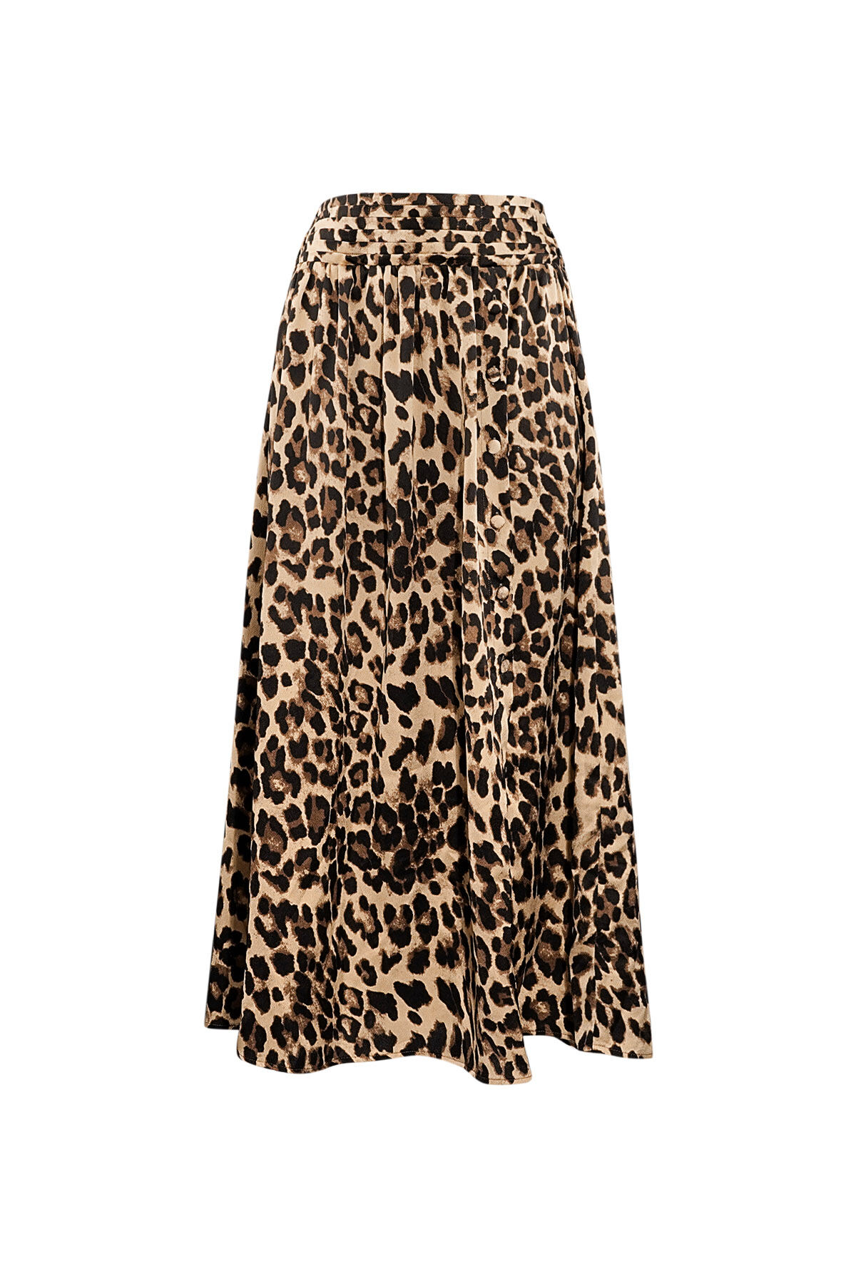 Polyester Women's Midi Skirt Leopard Print Elastic Waist h5