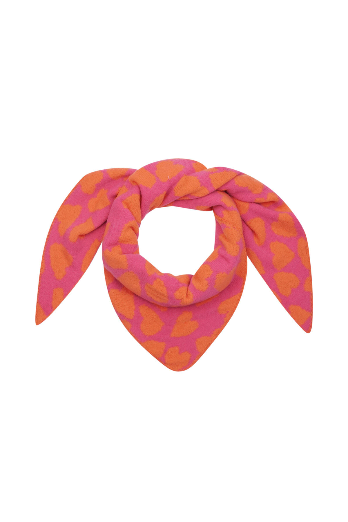 Winter scarf frosted heart - orange pink 2