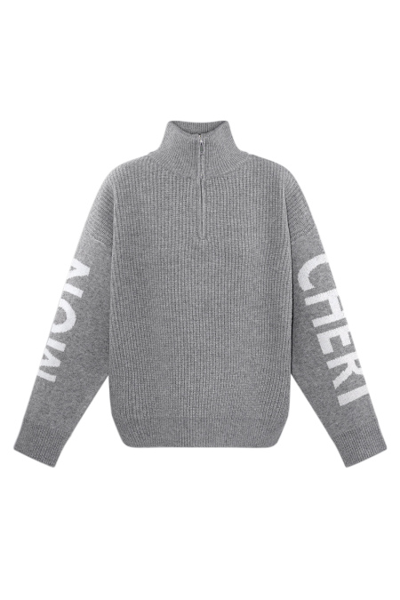 Kumaşlı Yün Karışım Kadın Dörtte Bir Zipli Sweatshirt Kol Görüntülü Tasarım 2