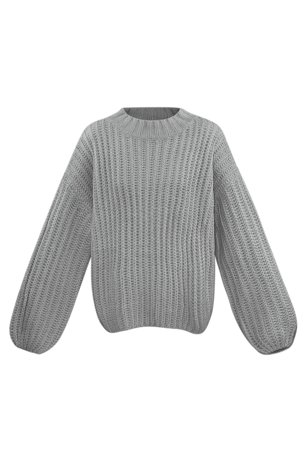 Gestrickte Baumwolle Damen Oversized Pullover Grobe Rippstruktur 