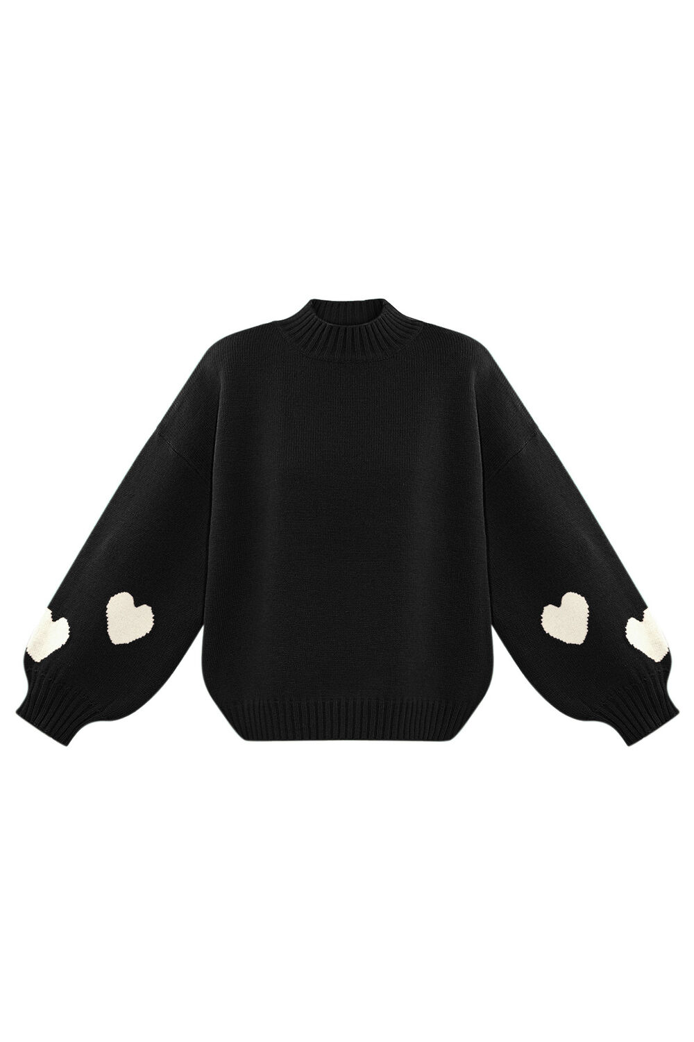Maglione Donna Oversized in Mistura di Lana lavorata a Maglia con Applicazione Cuore