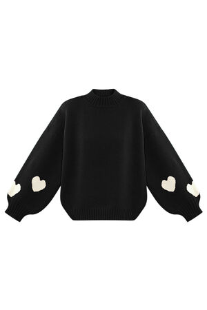 Maglione Donna Oversized in Mistura di Lana lavorata a Maglia con Applicazione Cuore h5