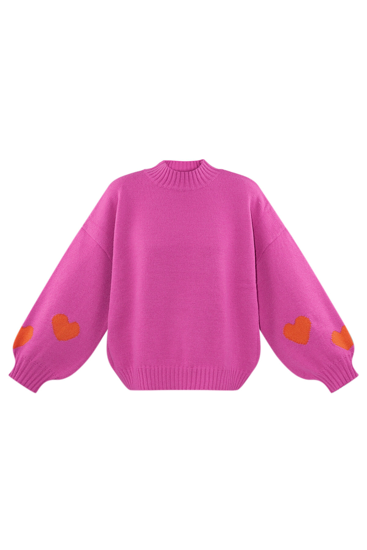 Knitted Wool Blend Women's Oversized Sweater Heart Applique Design 2