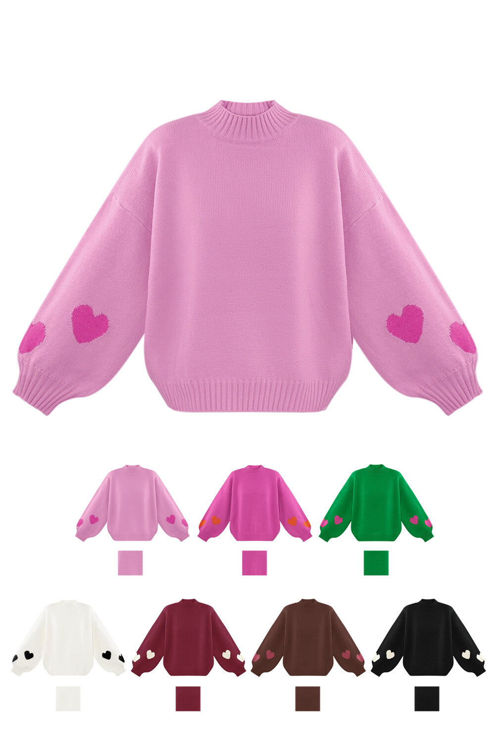 Maglione Donna Oversized in Mistura di Lana lavorata a Maglia con Applicazione Cuore h5Immagine12