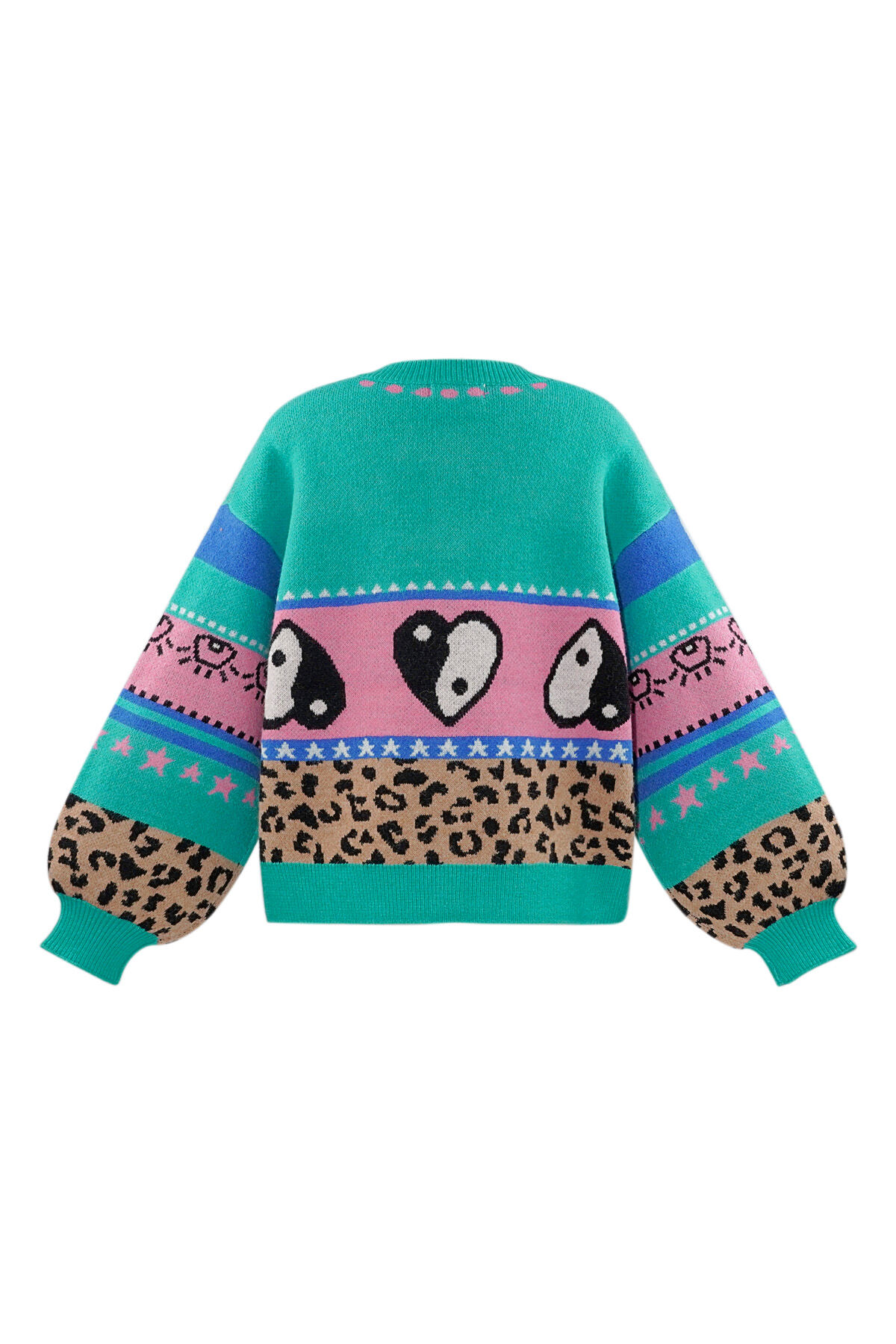 Cardigan di Maglia Miscela di Lana Donna Taglio Oversized Design Stampato h5 Immagine3