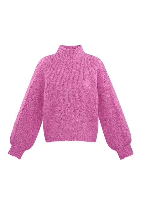 Gestrickte Acryl Damen-Pullover Mit Stehkragen Oversized 2