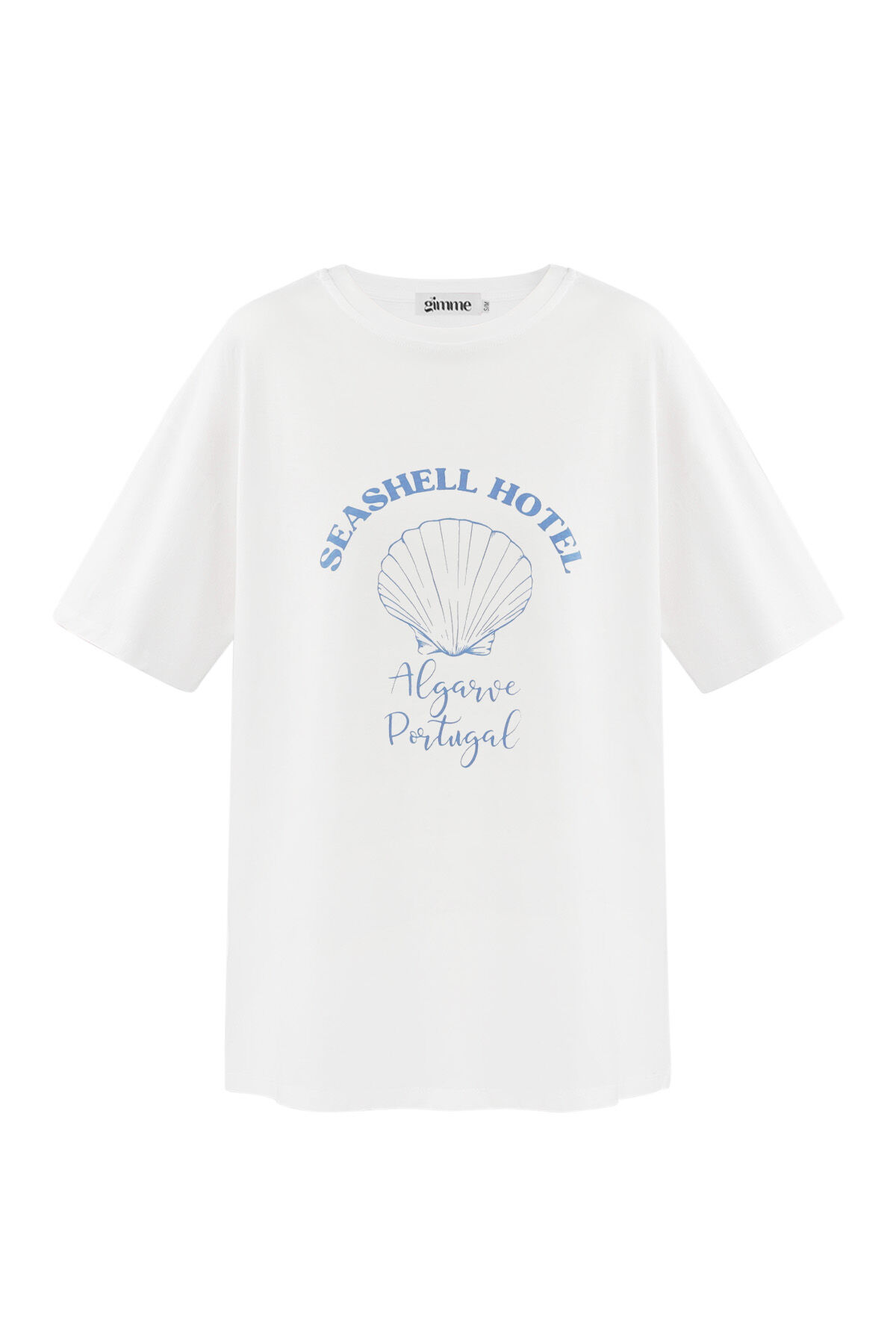Maglietta Donna in Cotone Oversized Stampa Seashell Hotel