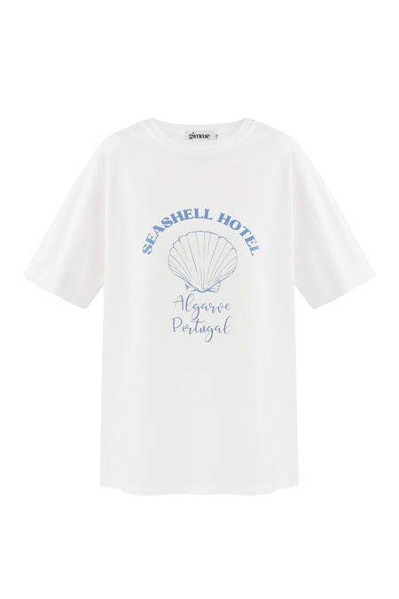 Baumwoll Damen T-Shirt Oversized Seashell Hotel Print 2