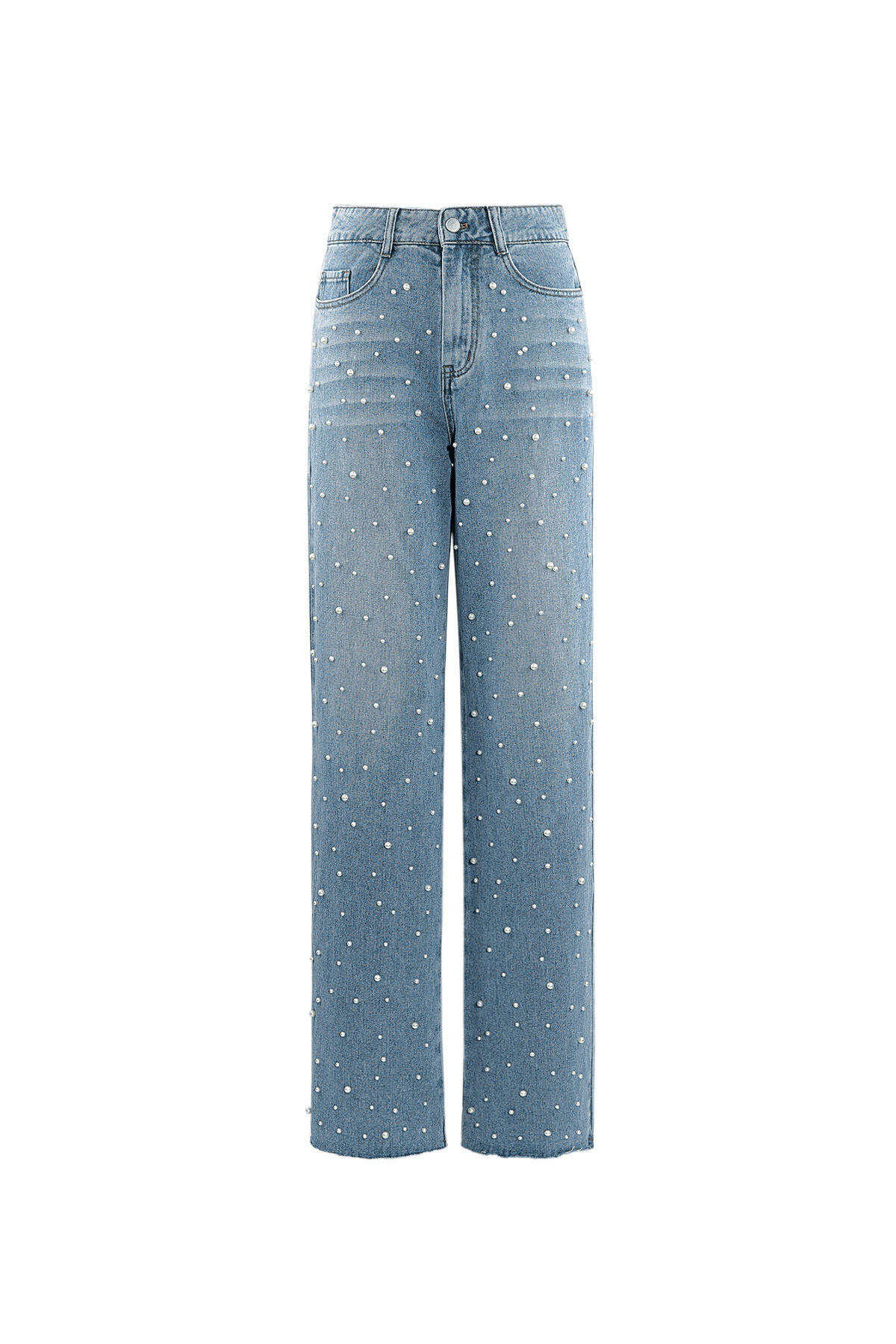 Cotton Woven Damen Gerade Jeans Casual Polka Dots 2