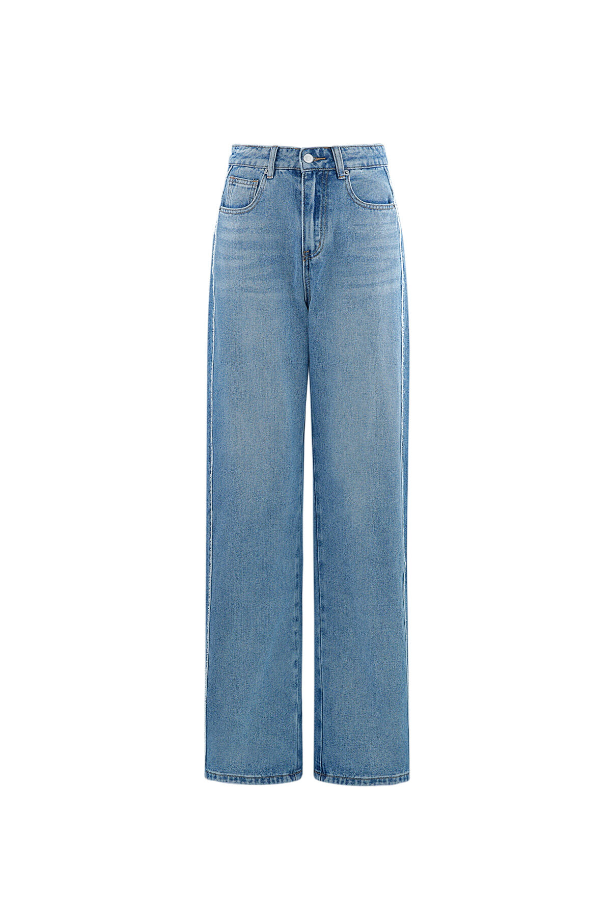 Hoge taille brede jeans in medium indigo 2