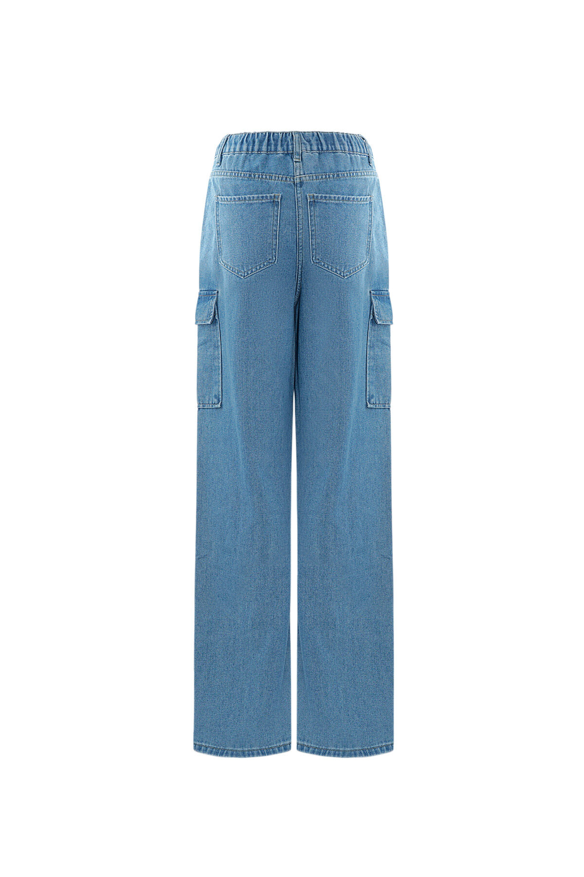 Cotone Tessuto Pantaloni Dritti Donna Casual Colore Puro Indaco Medio h5Immagine9