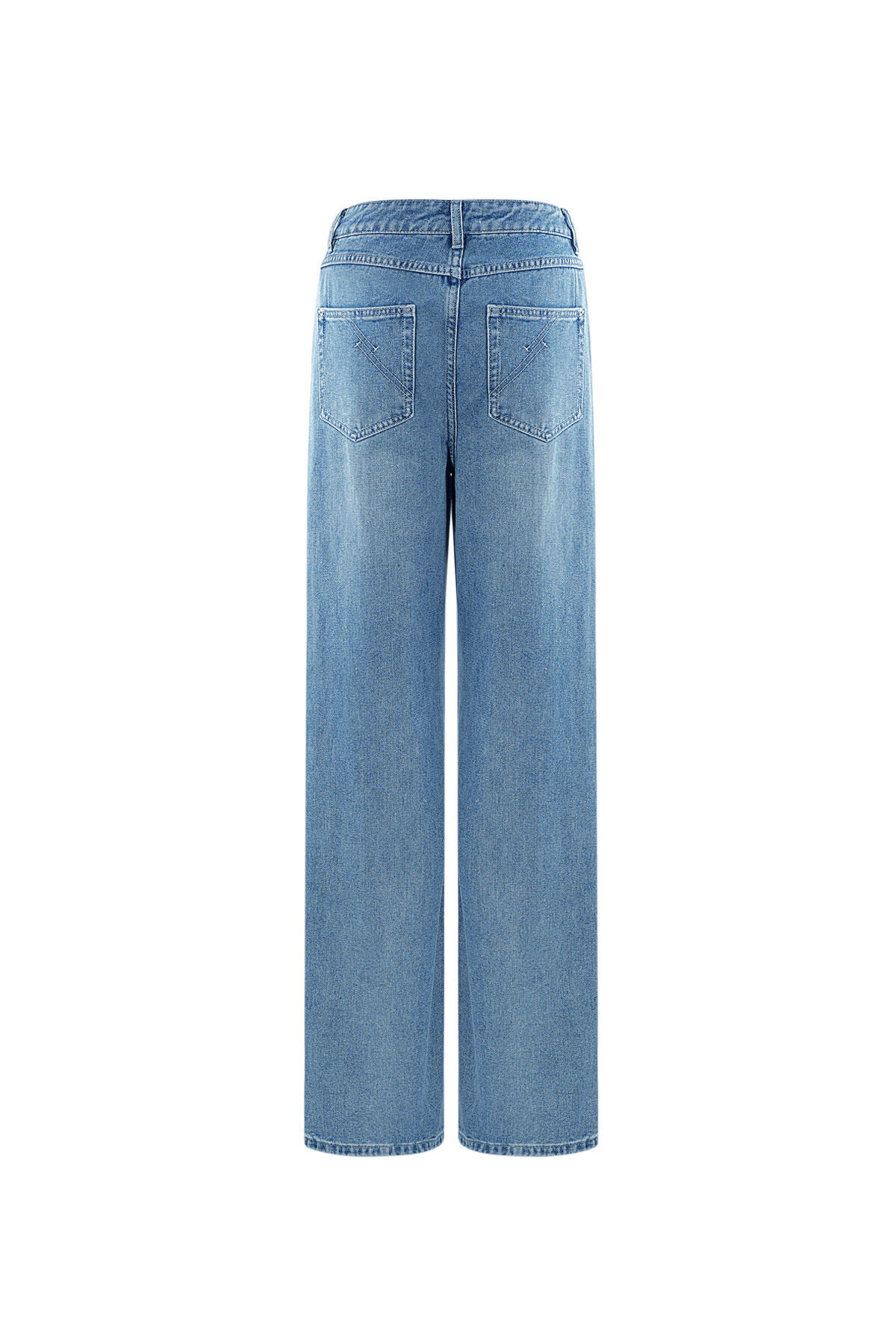 Baumwolle Gewebte Damen Gerade Jeans Casual Einfarbig Mittel-Indigo h5 Bild5