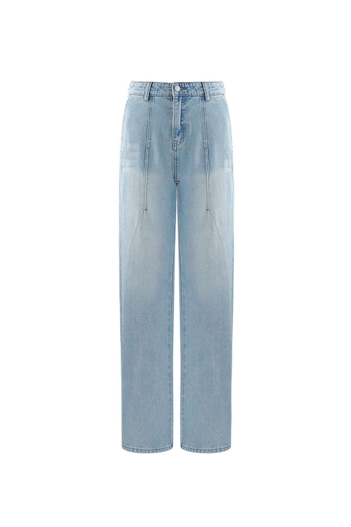 Frauen-Hochbund-Breitbein-Jeans in Hellwaschung h5 