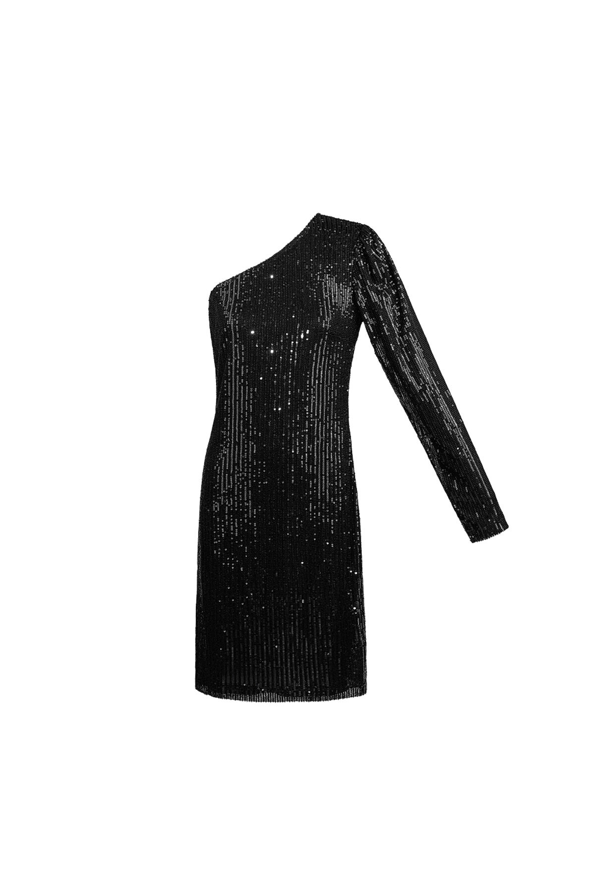 Polyester One-Shoulder Mini Dress Sequin Design h5 