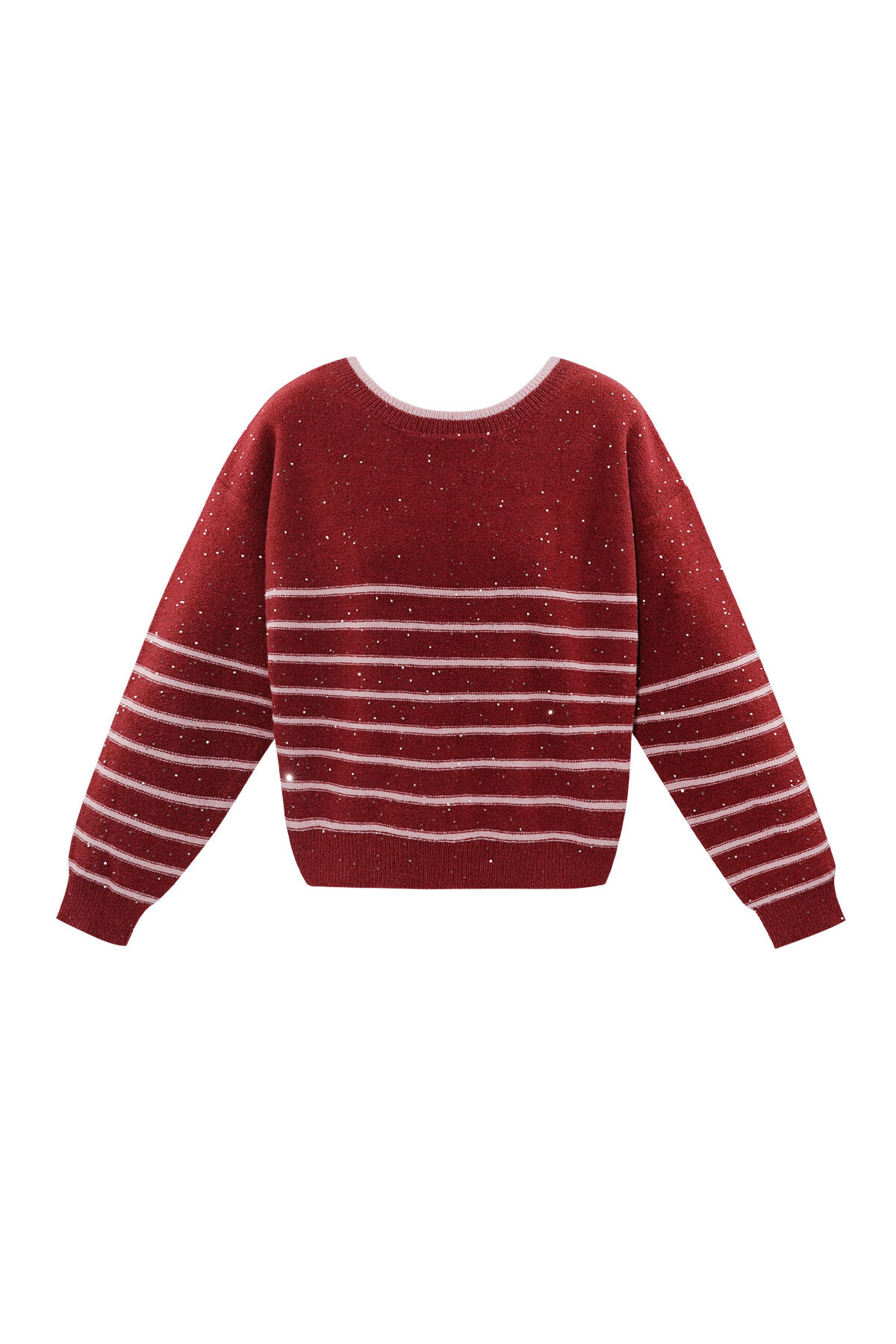 Knitted Polyester Fiber Women's Long Sleeve Top Bow Detail Striped h5 Picture7