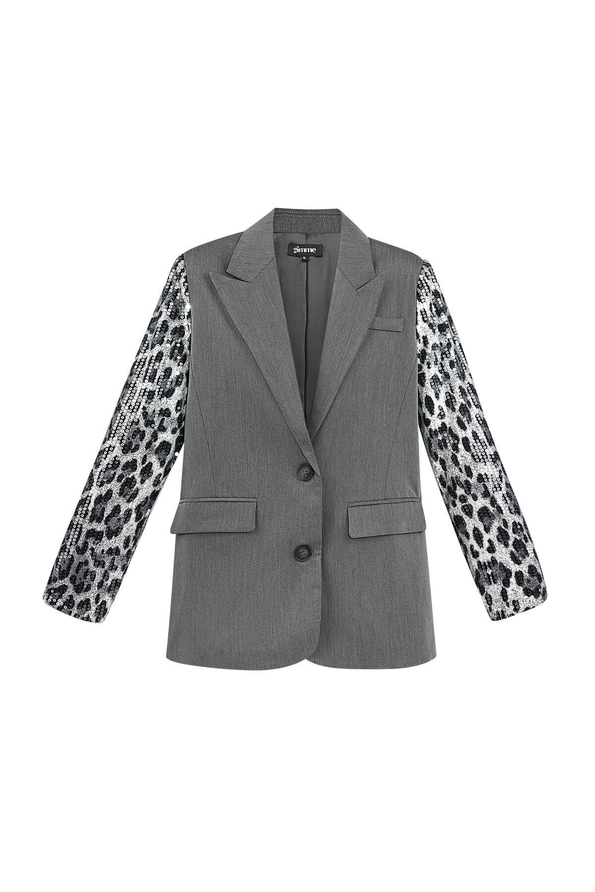 Ensemble de Costume Femme en Polyester Blazer à Manches Imprimé Léopard Paillettes 2