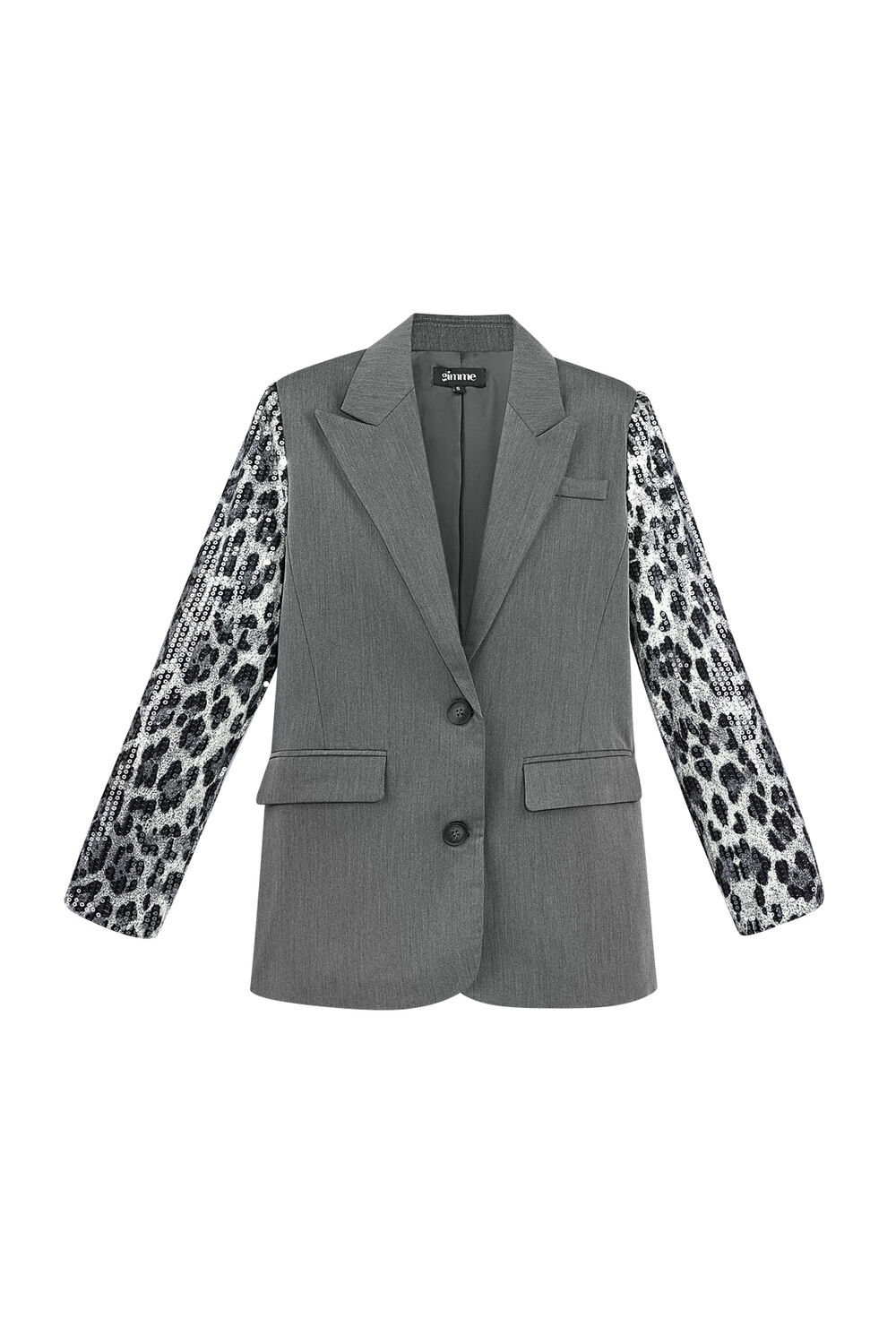 Conjunto de Traje de Mujer en Poliéster Chaqueta con Mangas de Estampado de Leopardo y Lentejuelas