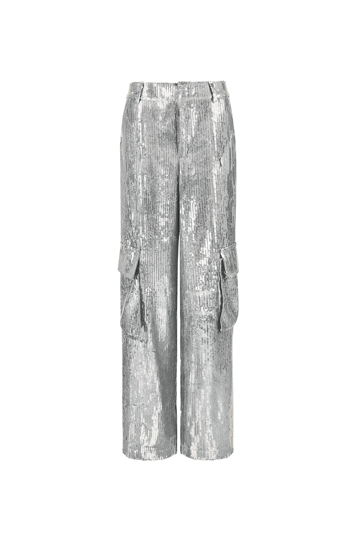 Tessuto Paillettes Donna Pantaloni Dritti Eleganti h5 