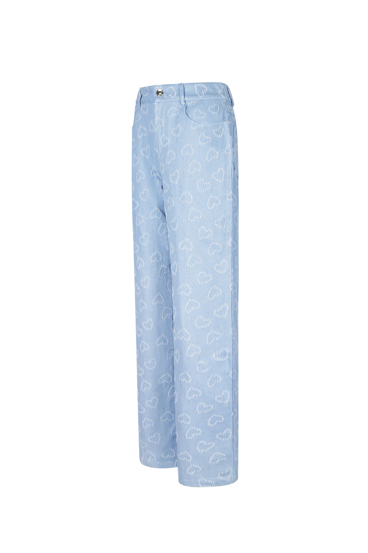 Cotton Woven Donna Pantalone Retto Casual Motivo Cuore h5 Immagine4