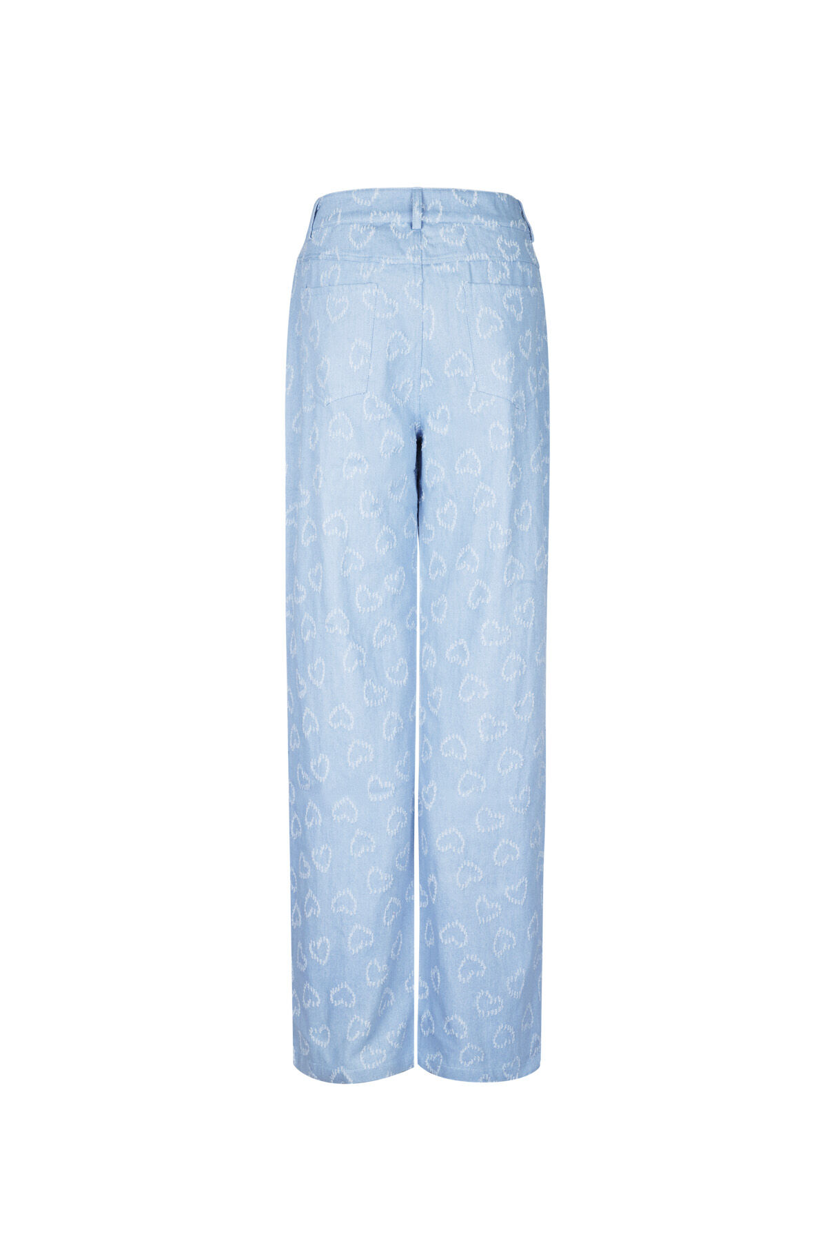 Cotton Woven Donna Pantalone Retto Casual Motivo Cuore h5Immagine5