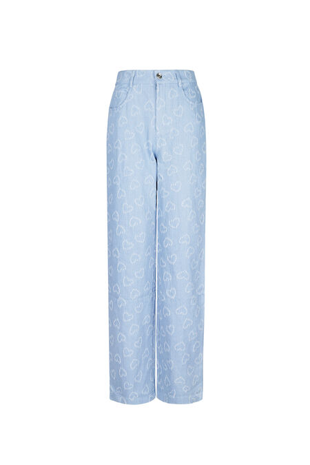 Cotton Woven Damen Gerade Hose Casual Herz Muster 2