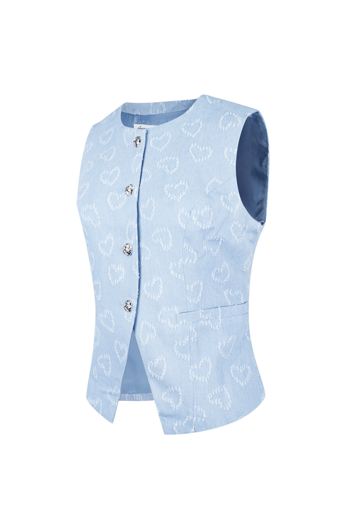 Cotton Women's Sleeveless Top Heart Pattern Button Front h5 Picture4