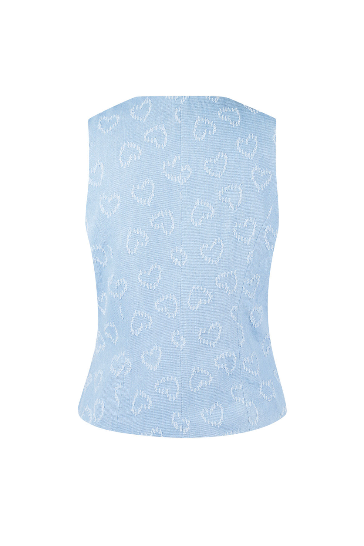 Cotton Women's Sleeveless Top Heart Pattern Button Front h5 Picture8