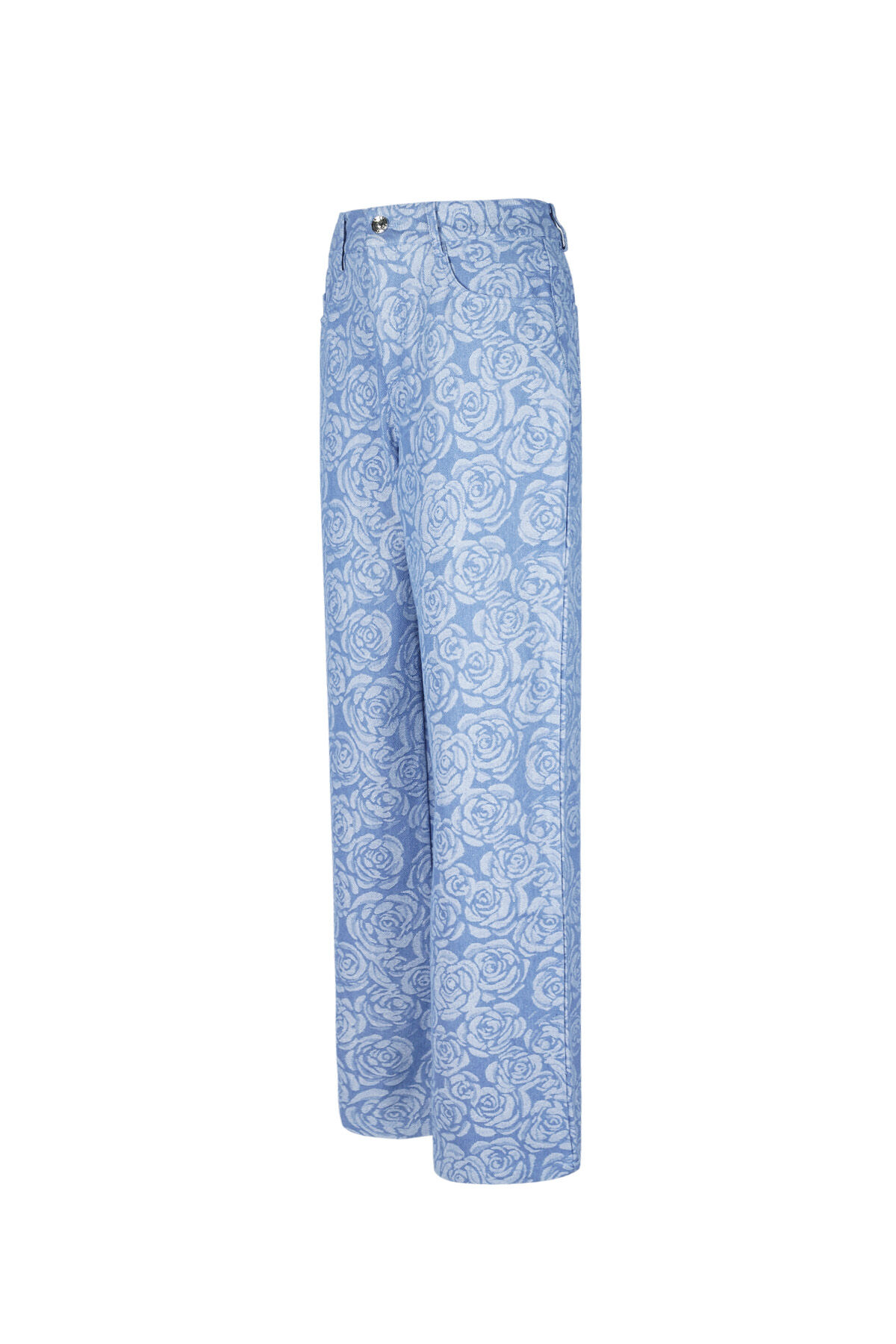 Cotton Woven Women's Straight Leg Pants Casual Floral Print h5Picture5