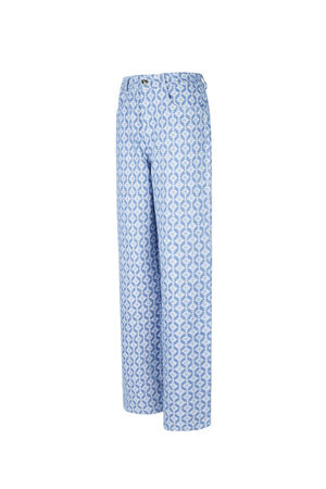 Cotton Woven Women's Straight Leg Pants Geometric Pattern h5 Picture4