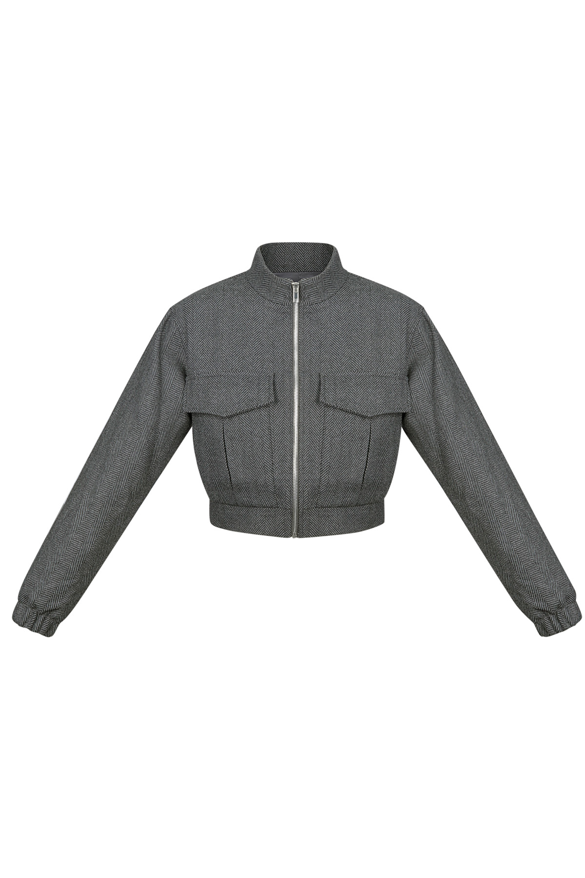 Polyester Women's Cropped Jacket Utility Style Front Zip 2