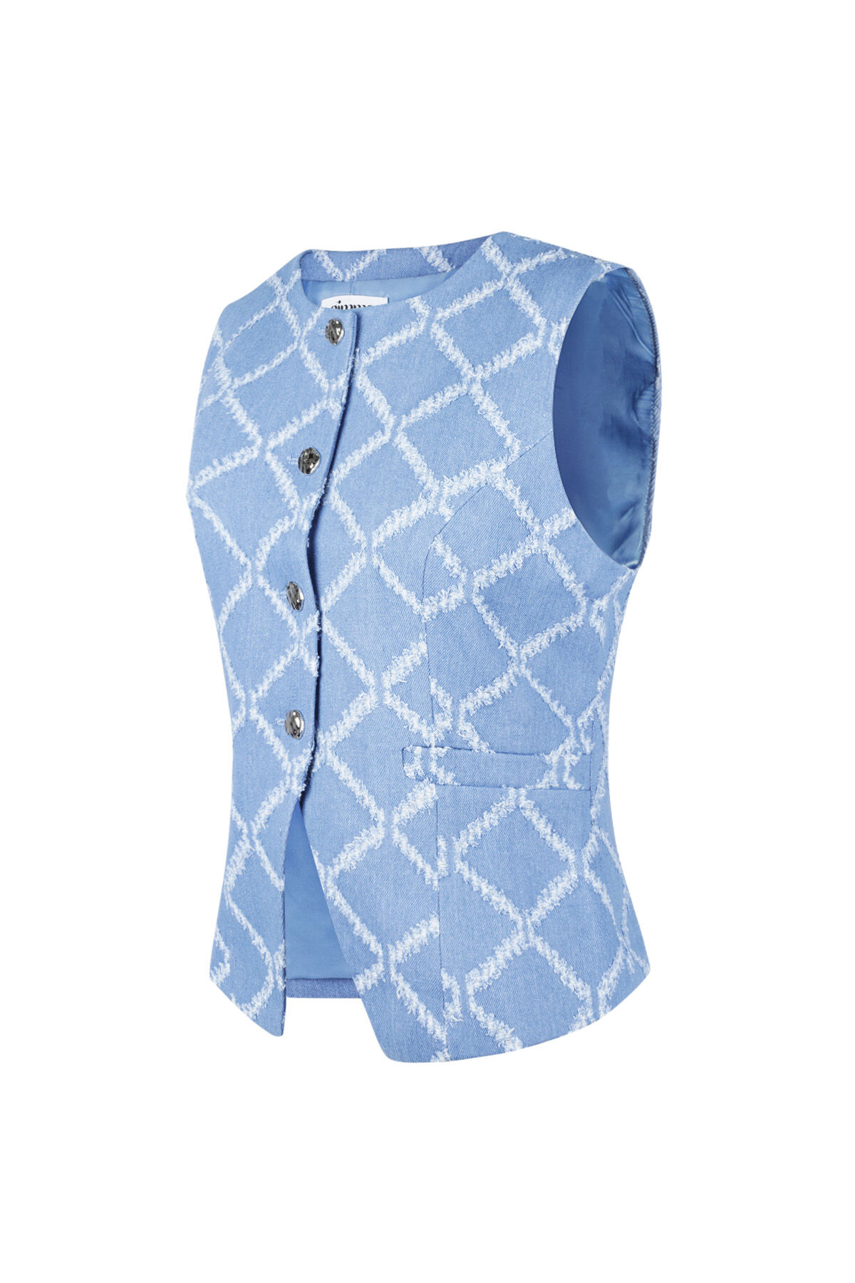 Cotton Women's Sleeveless Top Buttoned Geometric Pattern h5Picture5