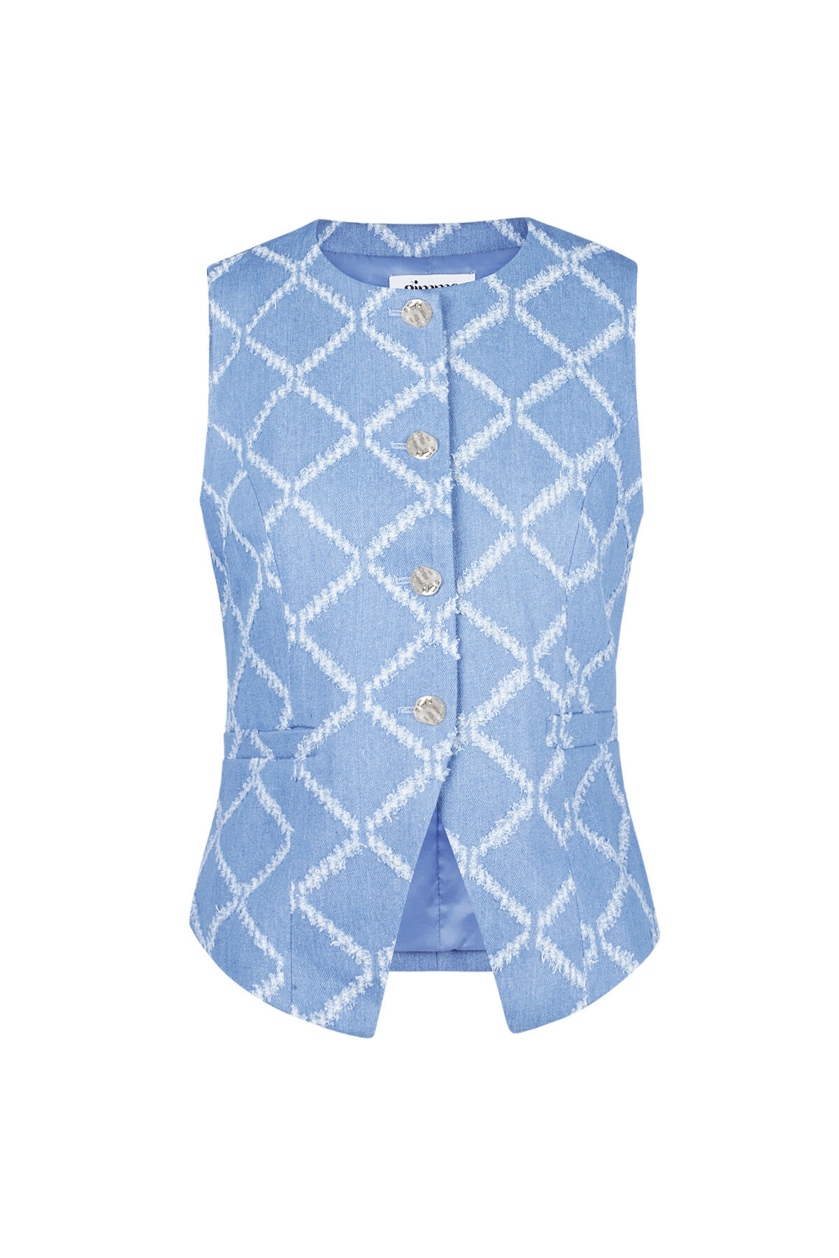 Coton Haut Sans Manches Femme Boutonné Motif Géométrique 2
