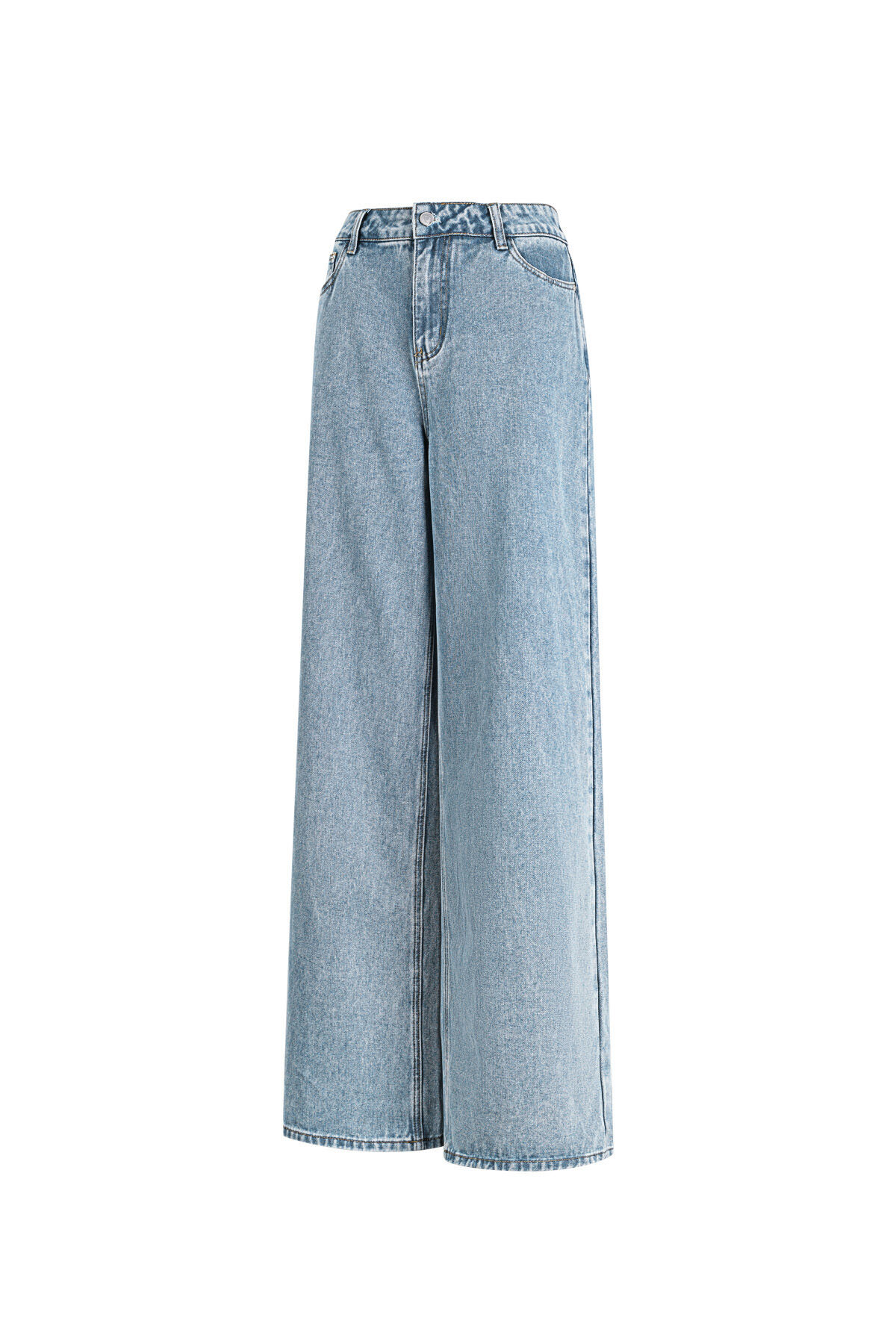 Woven Cotton Women's Wide Leg Denim Pants Casual Solid Color h5 Picture2