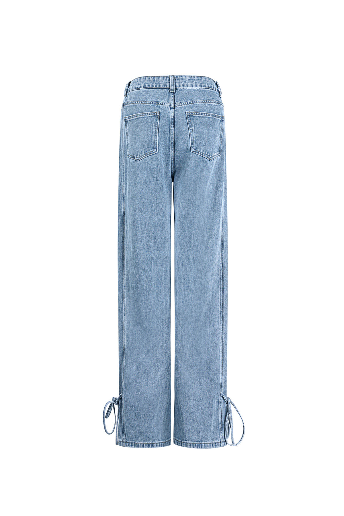 Algodón Tejido Pantalones Rectos Mujer Estilo Casual Detalle Nudo h5 Imagen12