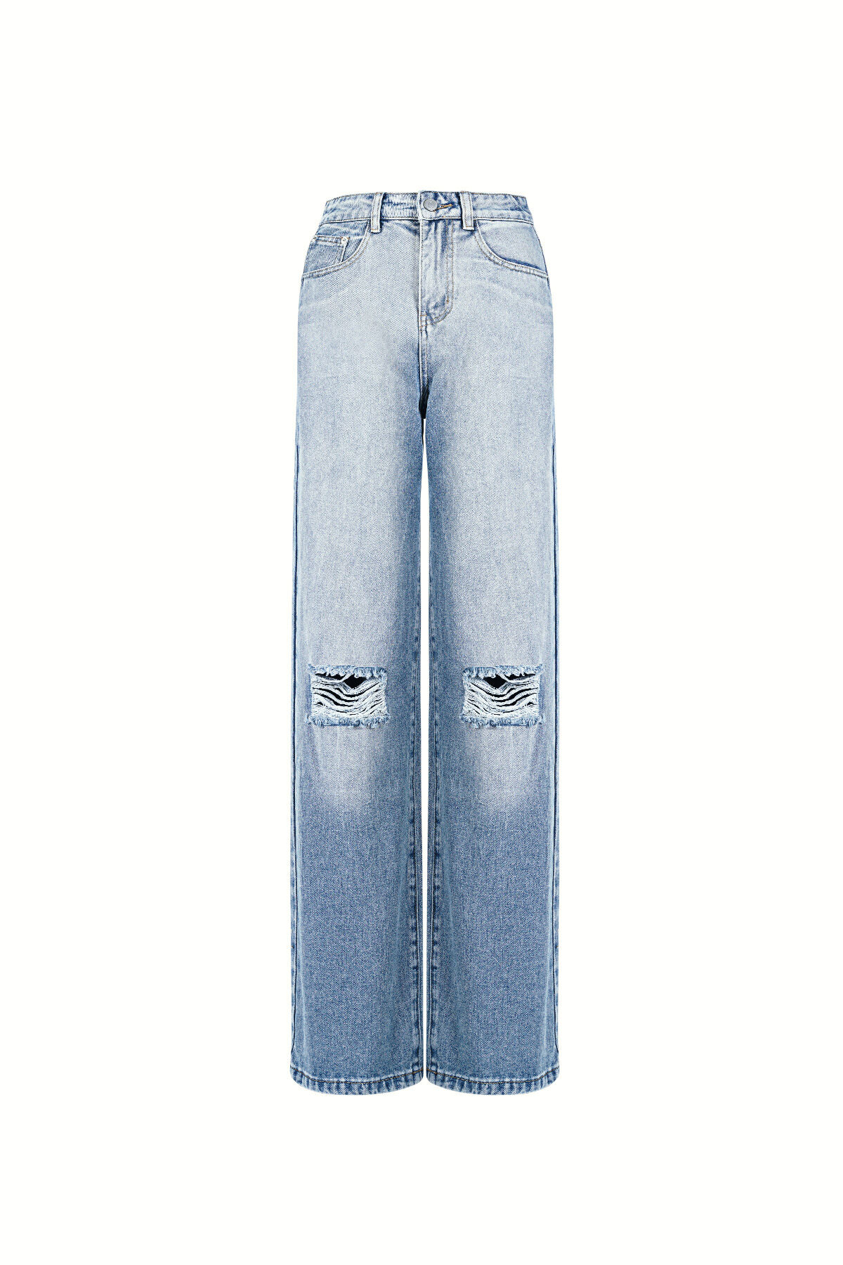 Cotton Woven Damen Straight Leg Jeans Ripped 