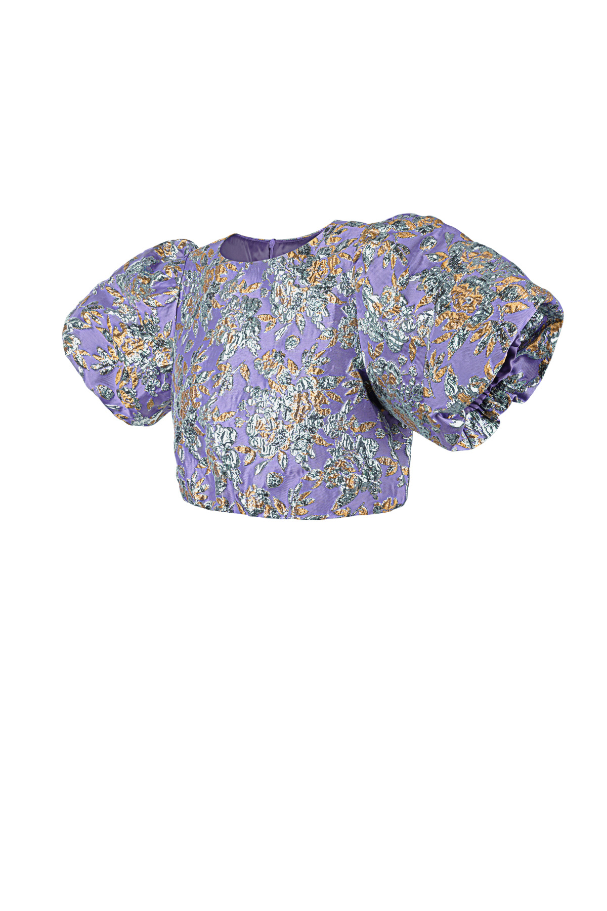 Poliestere Donna Top Manica Corta Puff Maniche Stampa Fiorita h5 Immagine4