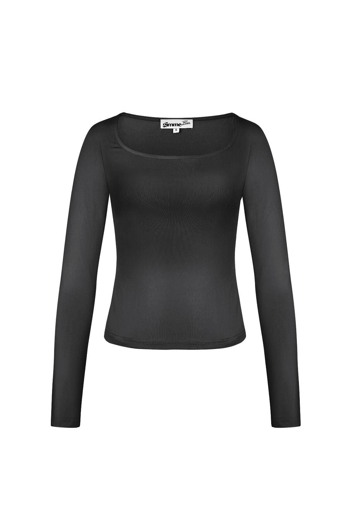Polyester Damen Langarm-Crop-Top Quadratischer Ausschnitt Bodycon Passform 2